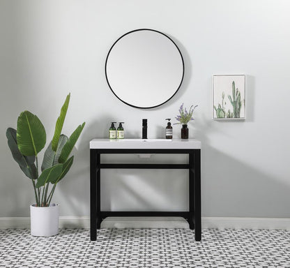 Elegant Furniture & Lighting - Raya 36 inch ADA compliant Single bathroom metal vanity in black - VF14536BK view 4