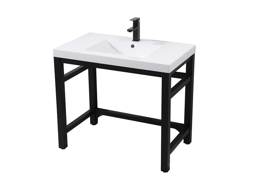 Elegant Furniture & Lighting - Raya 36 inch ADA compliant Single bathroom metal vanity in black - VF14536BK view 8