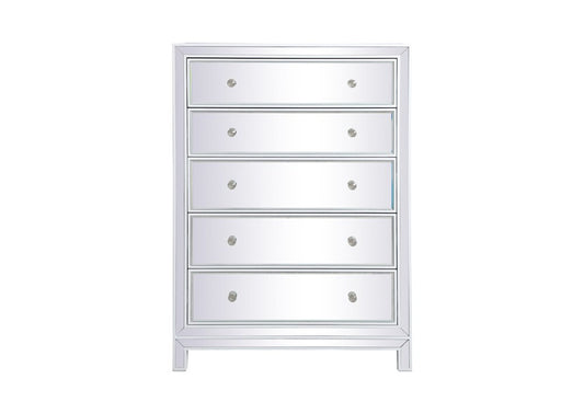Elegant Furniture & Lighting - Reflexion 34 inch mirrored five drawer cabinet in white - MF72026WH view 1