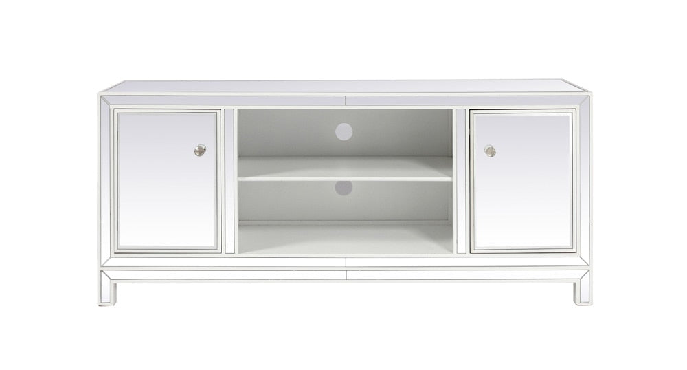 Elegant Furniture & Lighting - Reflexion 60 in. mirrored TV stand in white - MF701WH veiw 1