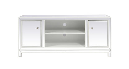 Elegant Furniture & Lighting - Reflexion 60 in. mirrored TV stand in white - MF701WH veiw 1