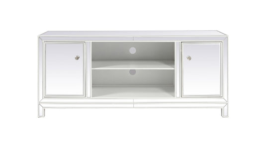 Elegant Furniture & Lighting - Reflexion 60 in. mirrored TV stand in white - MF701WH veiw 1