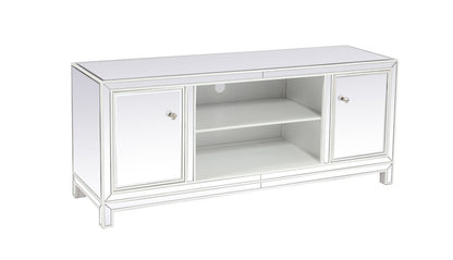 Elegant Furniture & Lighting - Reflexion 60 in. mirrored TV stand in white - MF701WH veiw 4