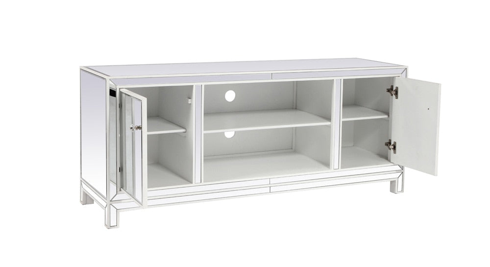 Elegant Furniture & Lighting - Reflexion 60 in. mirrored TV stand in white - MF701WH veiw 5