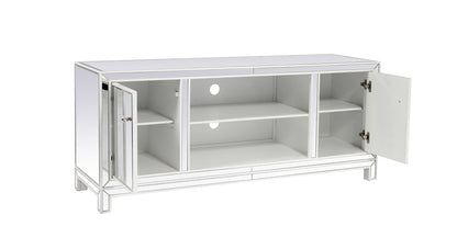 Elegant Furniture & Lighting - Reflexion 60 in. mirrored TV stand in white - MF701WH veiw 5
