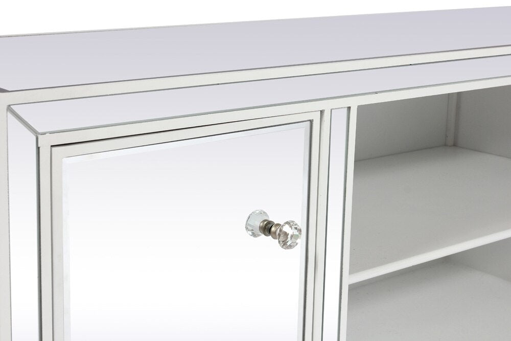 Elegant Furniture & Lighting - Reflexion 60 in. mirrored TV stand in white - MF701WH veiw 6