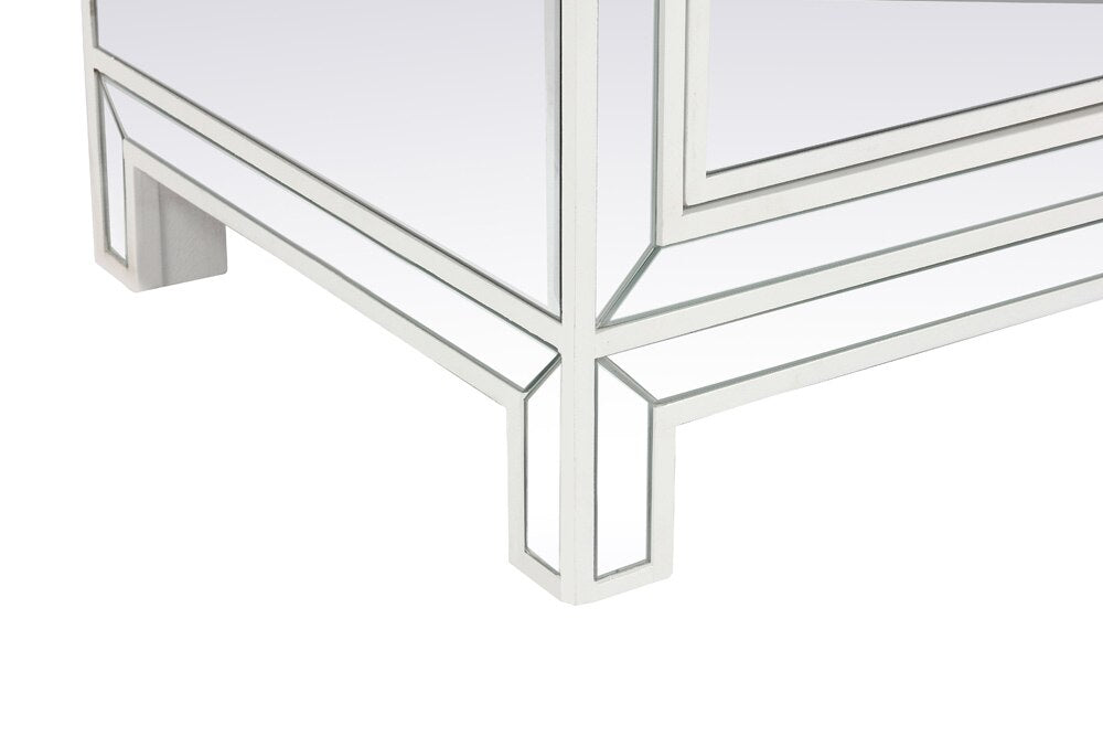 Elegant Furniture & Lighting - Reflexion 60 in. mirrored TV stand with crystal fireplace insert in white - MF701WH-F2 veiw 7