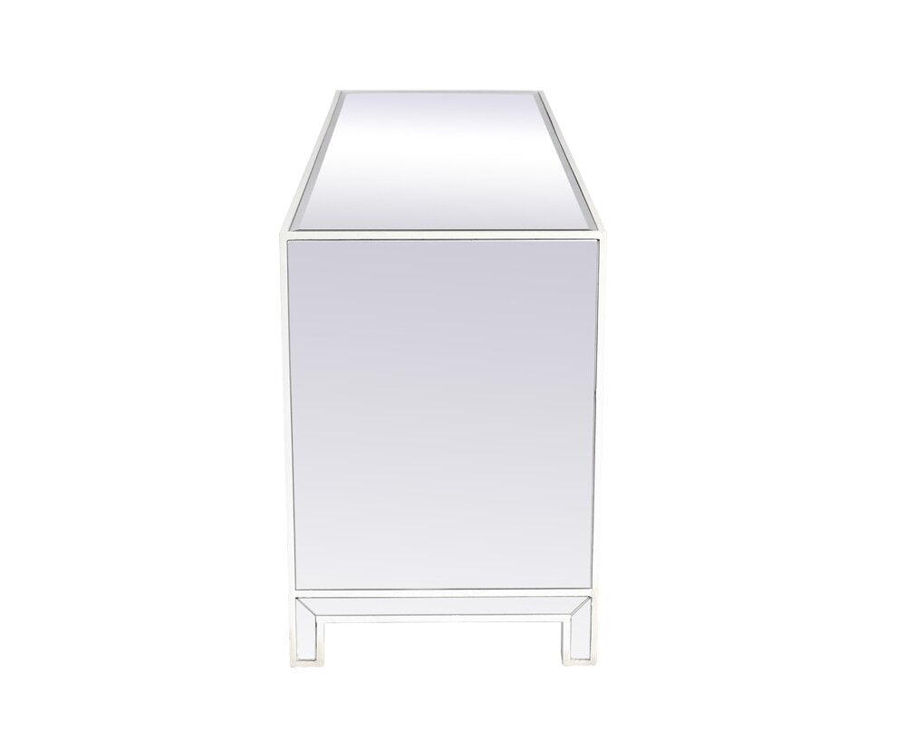 Elegant Furniture & Lighting - Reflexion 60 in. mirrored TV stand with wood fireplace insert in white - MF701WH-F1 veiw 8