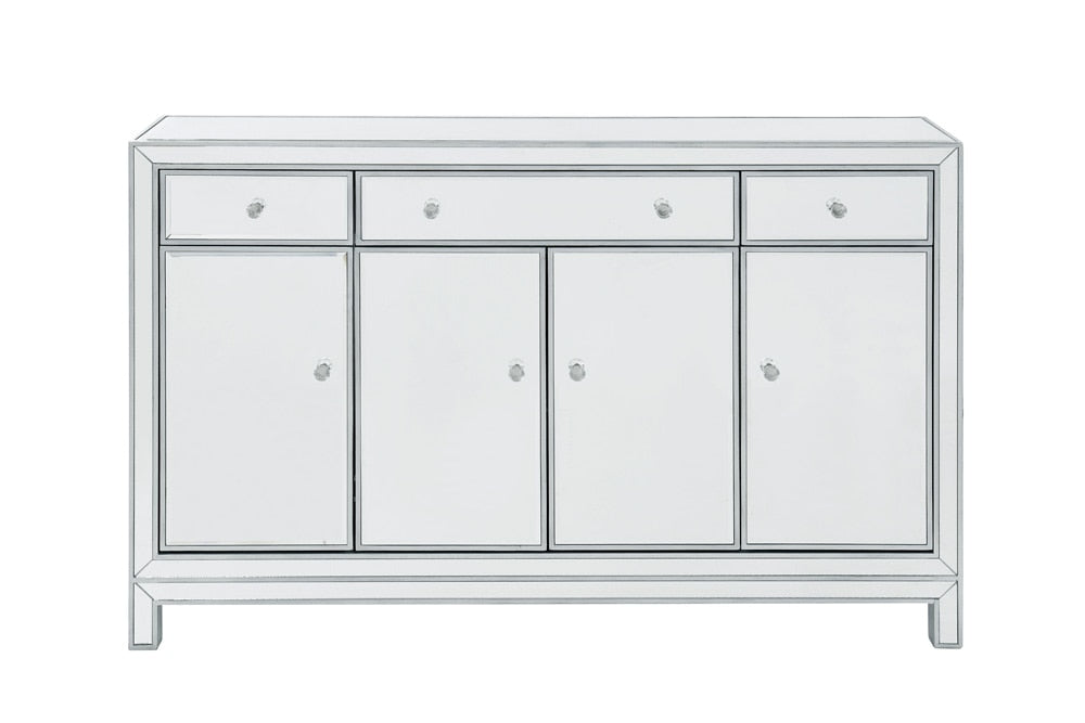 Elegant Furniture & Lighting - Reflexion Buffet Cabinet 3 drawers 4 doors 56in. W x 13in. D x 36in. H in antique silver paint - MF72001 veiw 1
