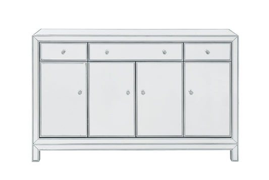 Elegant Furniture & Lighting - Reflexion Buffet Cabinet 3 drawers 4 doors 56in. W x 13in. D x 36in. H in antique silver paint - MF72001 veiw 1