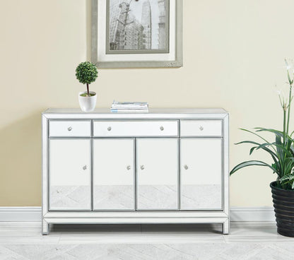 Elegant Furniture & Lighting - Reflexion Buffet Cabinet 3 drawers 4 doors 56in. W x 13in. D x 36in. H in antique silver paint - MF72001 veiw 2