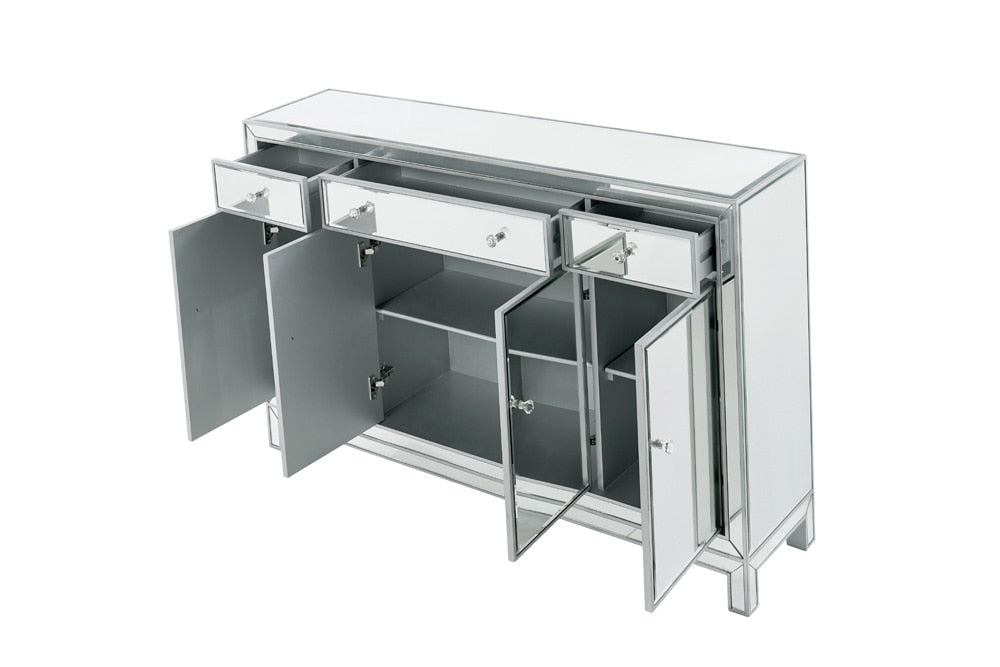 Elegant Furniture & Lighting - Reflexion Buffet Cabinet 3 drawers 4 doors 56in. W x 13in. D x 36in. H in antique silver paint - MF72001 veiw 5