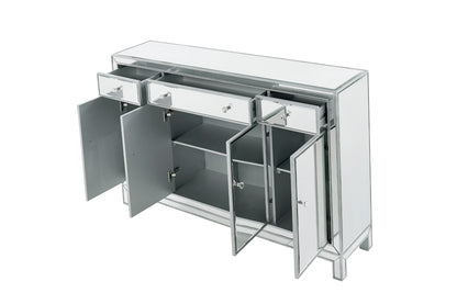 Elegant Furniture & Lighting - Reflexion Buffet Cabinet 3 drawers 4 doors 56in. W x 13in. D x 36in. H in antique silver paint - MF72001 veiw 5