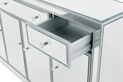 Elegant Furniture & Lighting - Reflexion Buffet Cabinet 3 drawers 4 doors 56in. W x 13in. D x 36in. H in antique silver paint - MF72001 veiw 7