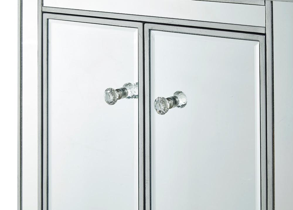 Elegant Furniture & Lighting - Reflexion Cabinet 2 doors 24in. W x 16in. D x 26in. H in antique silver paint - MF72020 veiw 1