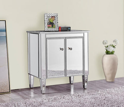 Elegant Furniture & Lighting - Reflexion Cabinet 2 doors 24in. W x 16in. D x 26in. H in antique silver paint - MF72020 veiw 2