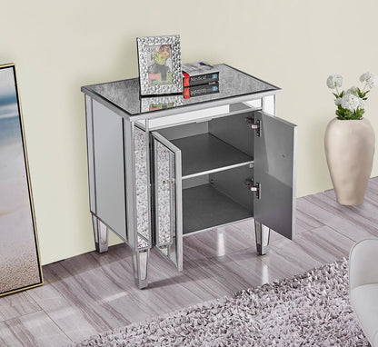 Elegant Furniture & Lighting - Reflexion Cabinet 2 doors 24in. W x 16in. D x 26in. H in antique silver paint - MF72020 veiw 3