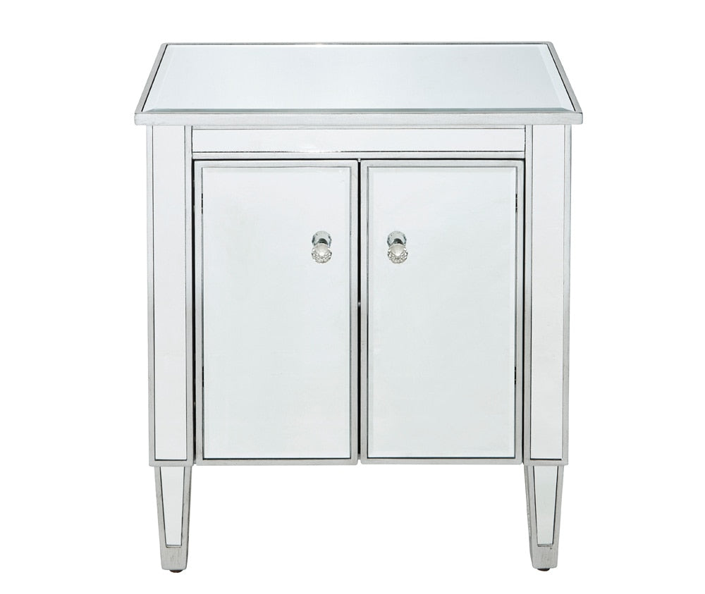 Elegant Furniture & Lighting - Reflexion Cabinet 2 doors 24in. W x 16in. D x 26in. H in antique silver paint - MF72020 veiw 4