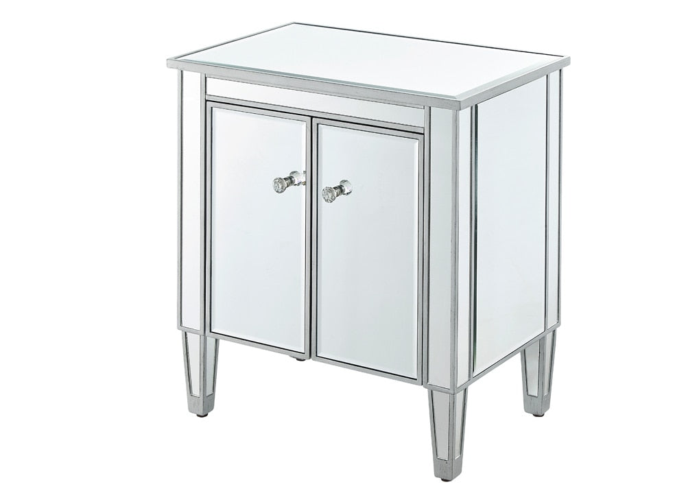 Elegant Furniture & Lighting - Reflexion Cabinet 2 doors 24in. W x 16in. D x 26in. H in antique silver paint - MF72020 veiw 7