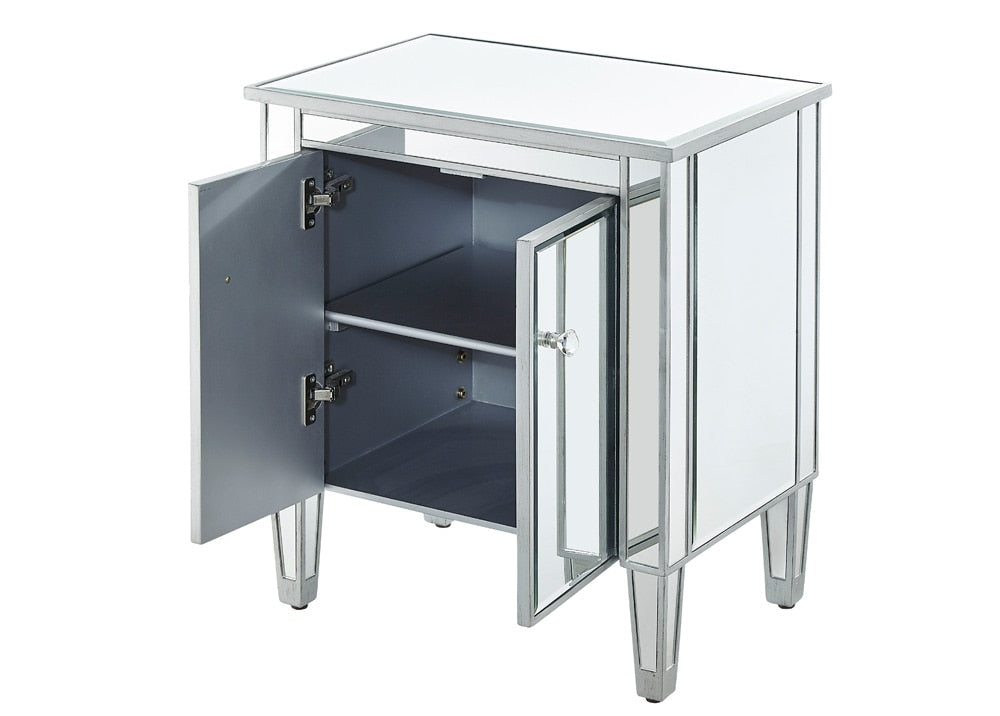 Elegant Furniture & Lighting - Reflexion Cabinet 2 doors 24in. W x 16in. D x 26in. H in antique silver paint - MF72020 veiw 8