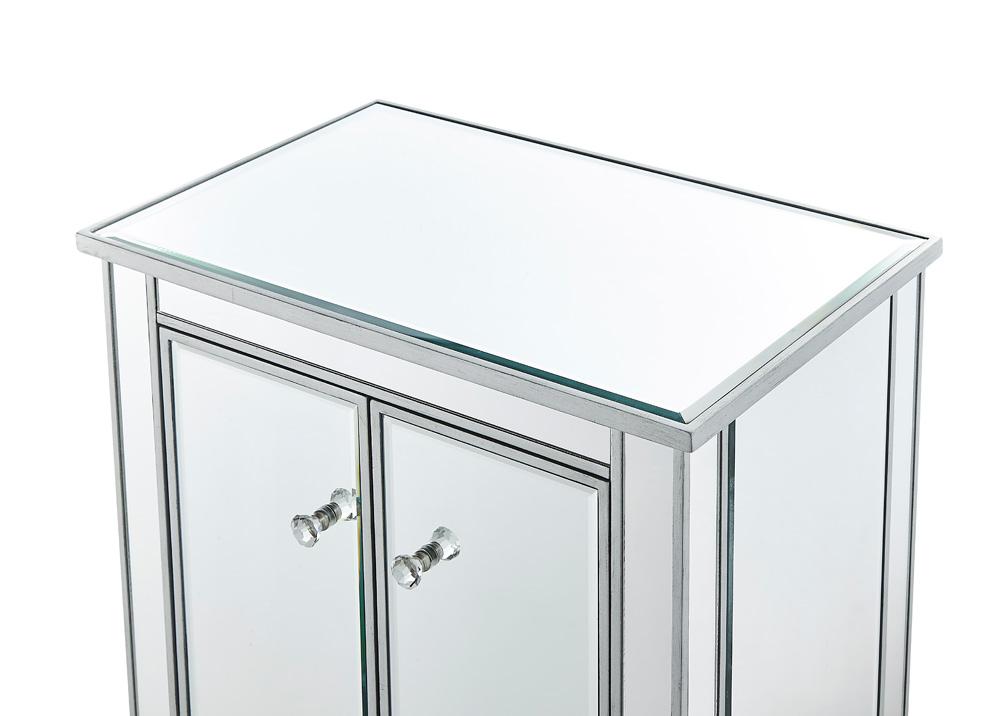 Elegant Furniture & Lighting - Reflexion Cabinet 2 doors 24in. W x 16in. D x 26in. H in antique silver paint - MF72020 veiw 9