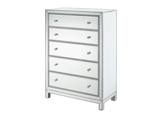Elegant Furniture & Lighting - Reflexion Chest 5 drawers 34in. W x 16in. D x 48in. H in antique silver paint - MF72026 view 1