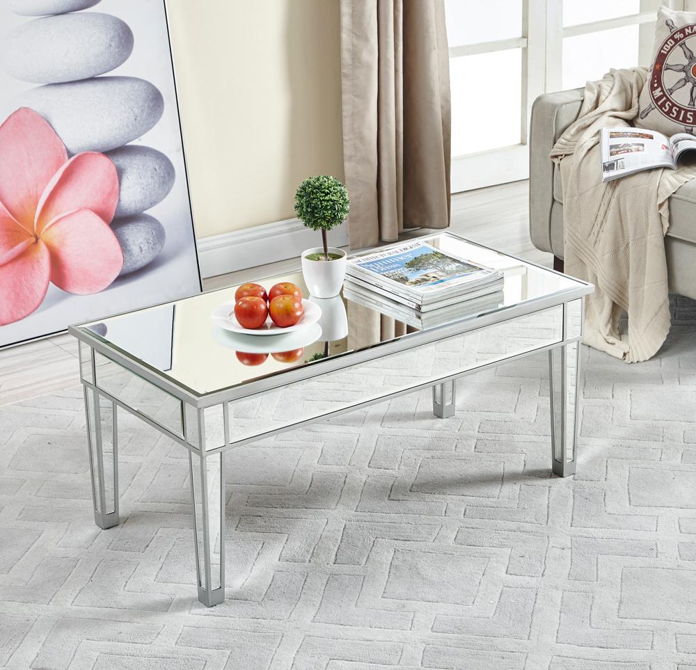 Elegant Furniture & Lighting - Reflexion coffee table 40in. W x 20in. D x 18in. H in antique silver paint - MF72021 veiw 6