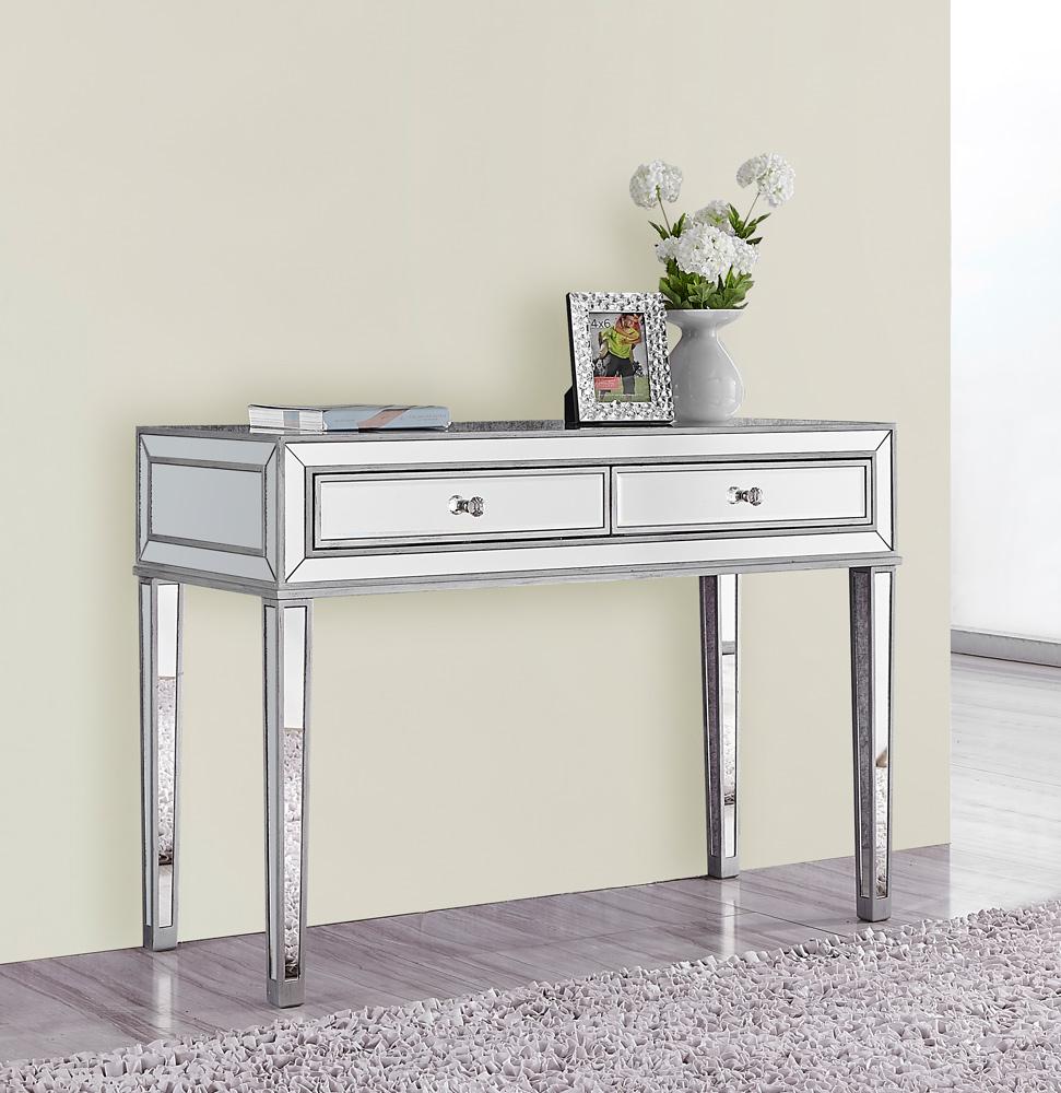 Elegant Furniture & Lighting - Reflexion Desk 42in. W x 18in. D x 30in. H in antique silver paint - MF72006 veiw 3