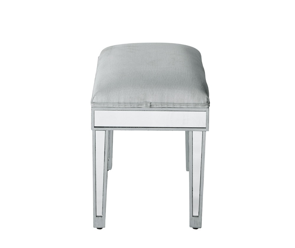 Elegant Furniture & Lighting - Reflexion Dressing stool 18in. Wx 14in. D x 18in. H in antique silver paint - MF72007 veiw 1