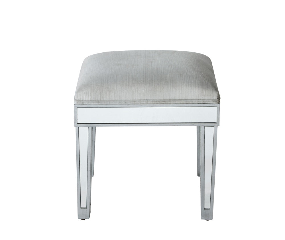 Elegant Furniture & Lighting - Reflexion Dressing stool 18in. Wx 14in. D x 18in. H in antique silver paint - MF72007 veiw 3