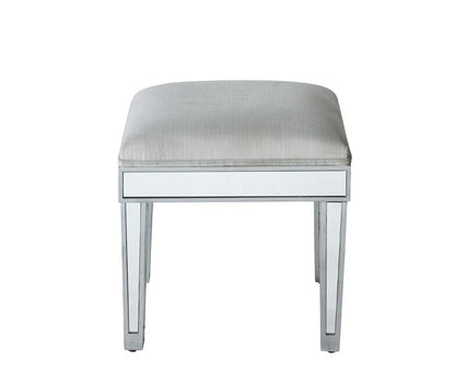 Elegant Furniture & Lighting - Reflexion Dressing stool 18in. Wx 14in. D x 18in. H in antique silver paint - MF72007 veiw 3
