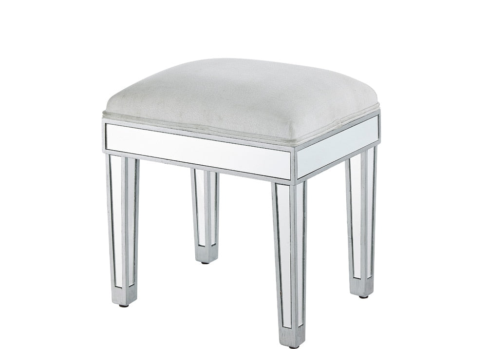 Elegant Furniture & Lighting - Reflexion Dressing stool 18in. Wx 14in. D x 18in. H in antique silver paint - MF72007 veiw 4