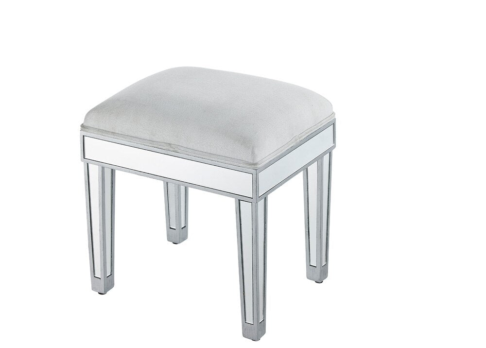 Elegant Furniture & Lighting - Reflexion Dressing stool 18in. Wx 14in. D x 18in. H in antique silver paint - MF72007 veiw 5