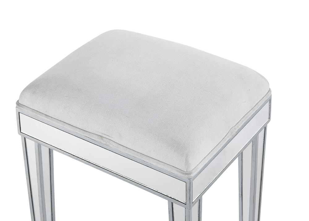 Elegant Furniture & Lighting - Reflexion Dressing stool 18in. Wx 14in. D x 18in. H in antique silver paint - MF72007 veiw 6