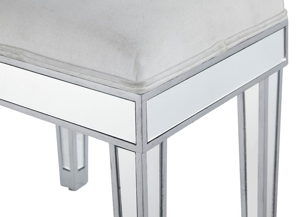Elegant Furniture & Lighting - Reflexion Dressing stool 18in. Wx 14in. D x 18in. H in antique silver paint - MF72007 veiw 7