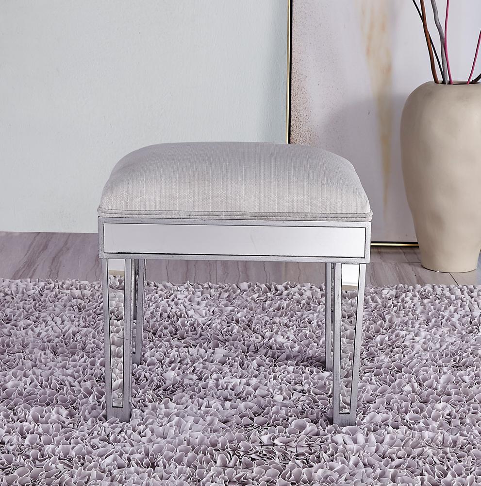 Elegant Furniture & Lighting - Reflexion Dressing stool 18in. Wx 14in. D x 18in. H in antique silver paint - MF72007 veiw 9