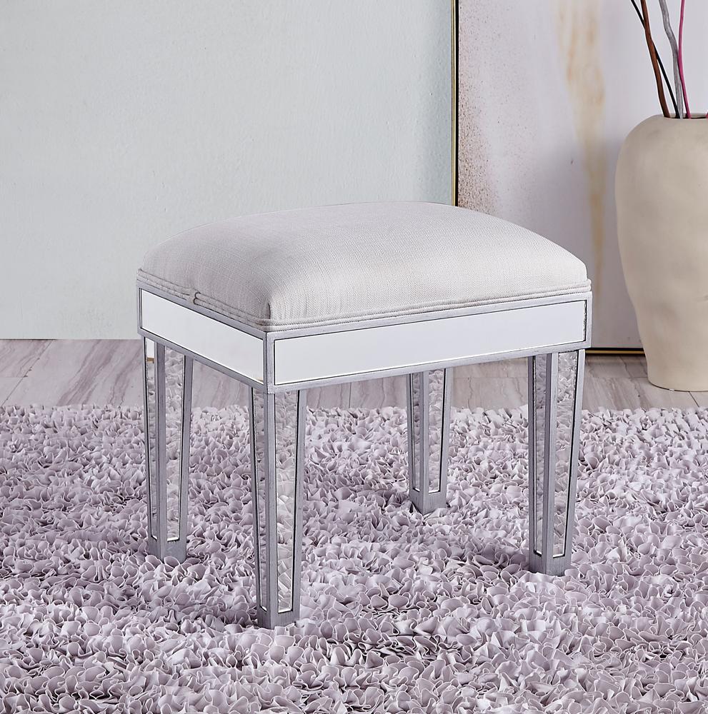 Elegant Furniture & Lighting - Reflexion Dressing stool 18in. Wx 14in. D x 18in. H in antique silver paint - MF72007 veiw 10