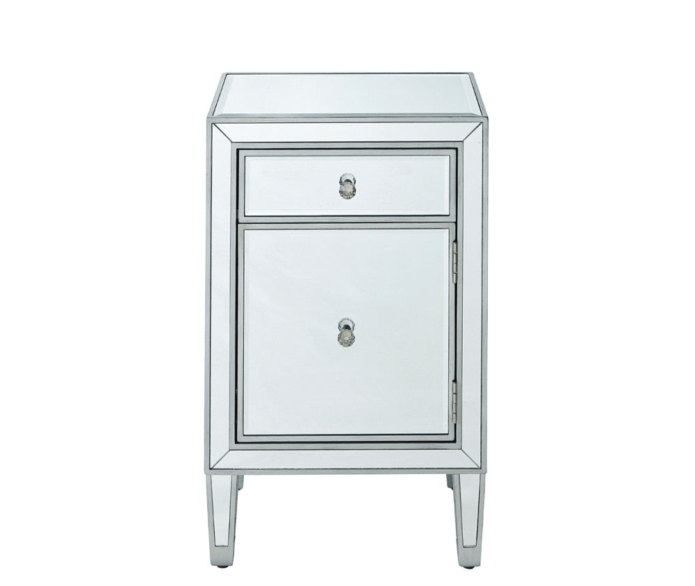 Elegant Furniture & Lighting - Reflexion End table 1 drawer 18in. W x 13in. D x 29in. H in antique silver paint - MF72035 veiw 1