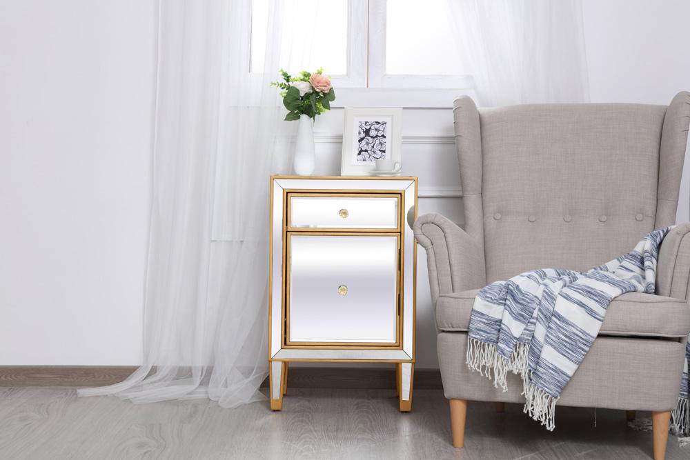 Elegant Furniture & Lighting - Reflexion End table 1 drawer 18in. W x 13in. D x 29in. H in antique silver paint - MF72035 veiw 2