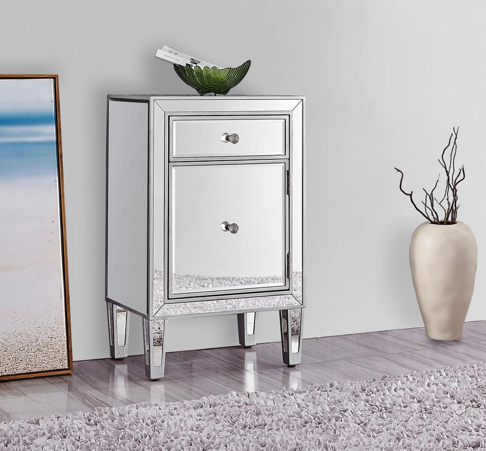 Elegant Furniture & Lighting - Reflexion End table 1 drawer 18in. W x 13in. D x 29in. H in antique silver paint - MF72035 veiw 3