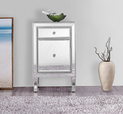 Elegant Furniture & Lighting - Reflexion End table 1 drawer 18in. W x 13in. D x 29in. H in antique silver paint - MF72035 veiw 4