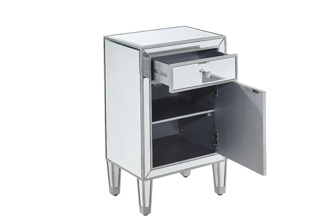 Elegant Furniture & Lighting - Reflexion End table 1 drawer 18in. W x 13in. D x 29in. H in antique silver paint - MF72035 veiw 5
