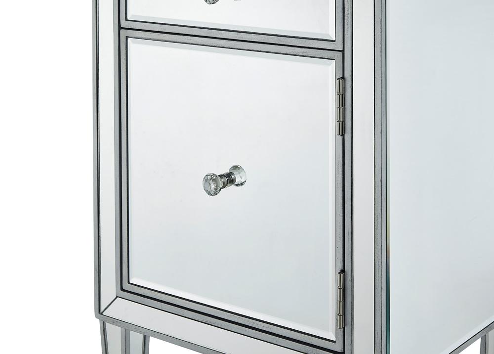 Elegant Furniture & Lighting - Reflexion End table 1 drawer 18in. W x 13in. D x 29in. H in antique silver paint - MF72035 veiw 9
