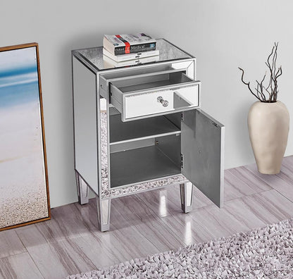 Elegant Furniture & Lighting - Reflexion End table 1 drawer 18in. W x 13in. D x 29in. H in antique silver paint - MF72035 veiw 12