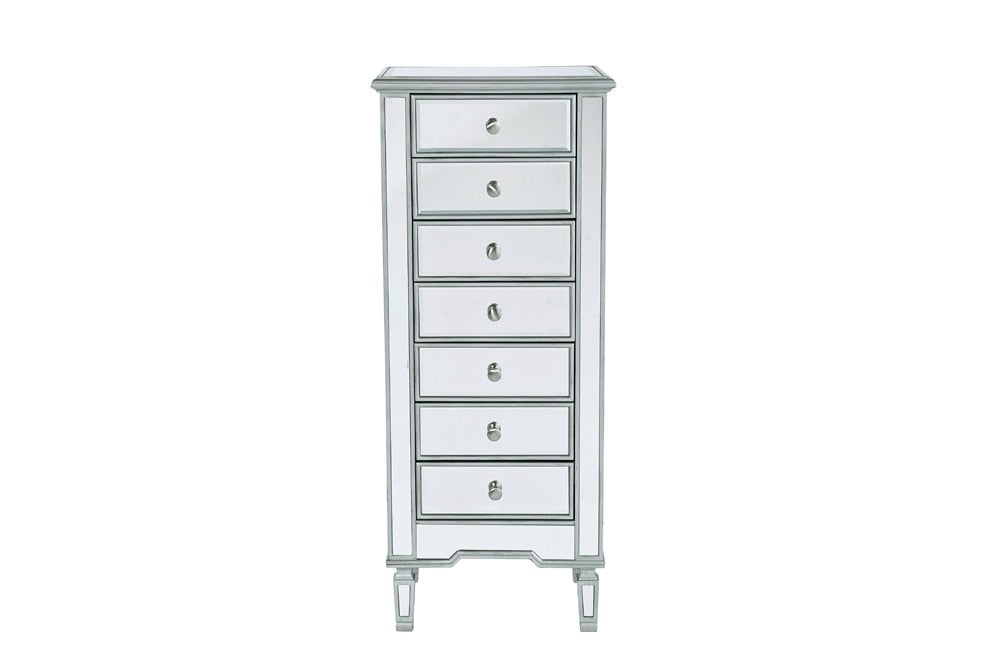 Elegant Furniture & Lighting - Reflexion Lingerie Chest 7 drawers 20in. W x 15in. D x 48in. H in antique silver paint - MF6-1047S veiw 1