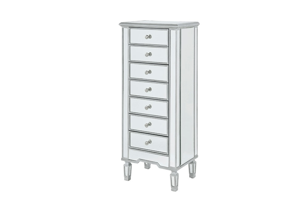 Elegant Furniture & Lighting - Reflexion Lingerie Chest 7 drawers 20in. W x 15in. D x 48in. H in antique silver paint - MF6-1047S veiw 4