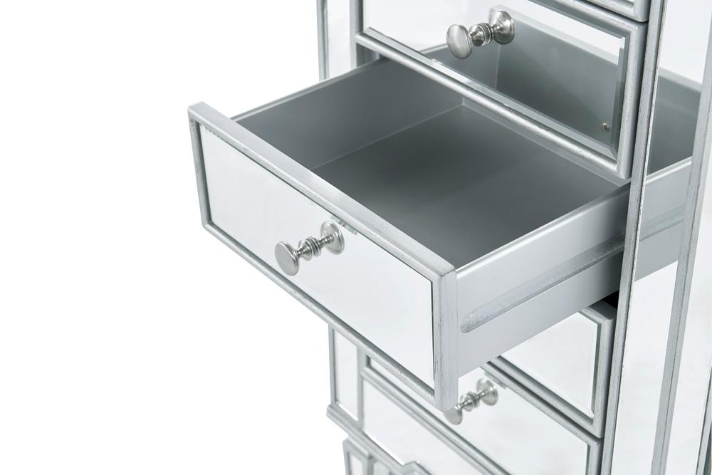 Elegant Furniture & Lighting - Reflexion Lingerie Chest 7 drawers 20in. W x 15in. D x 48in. H in antique silver paint - MF6-1047S veiw 8