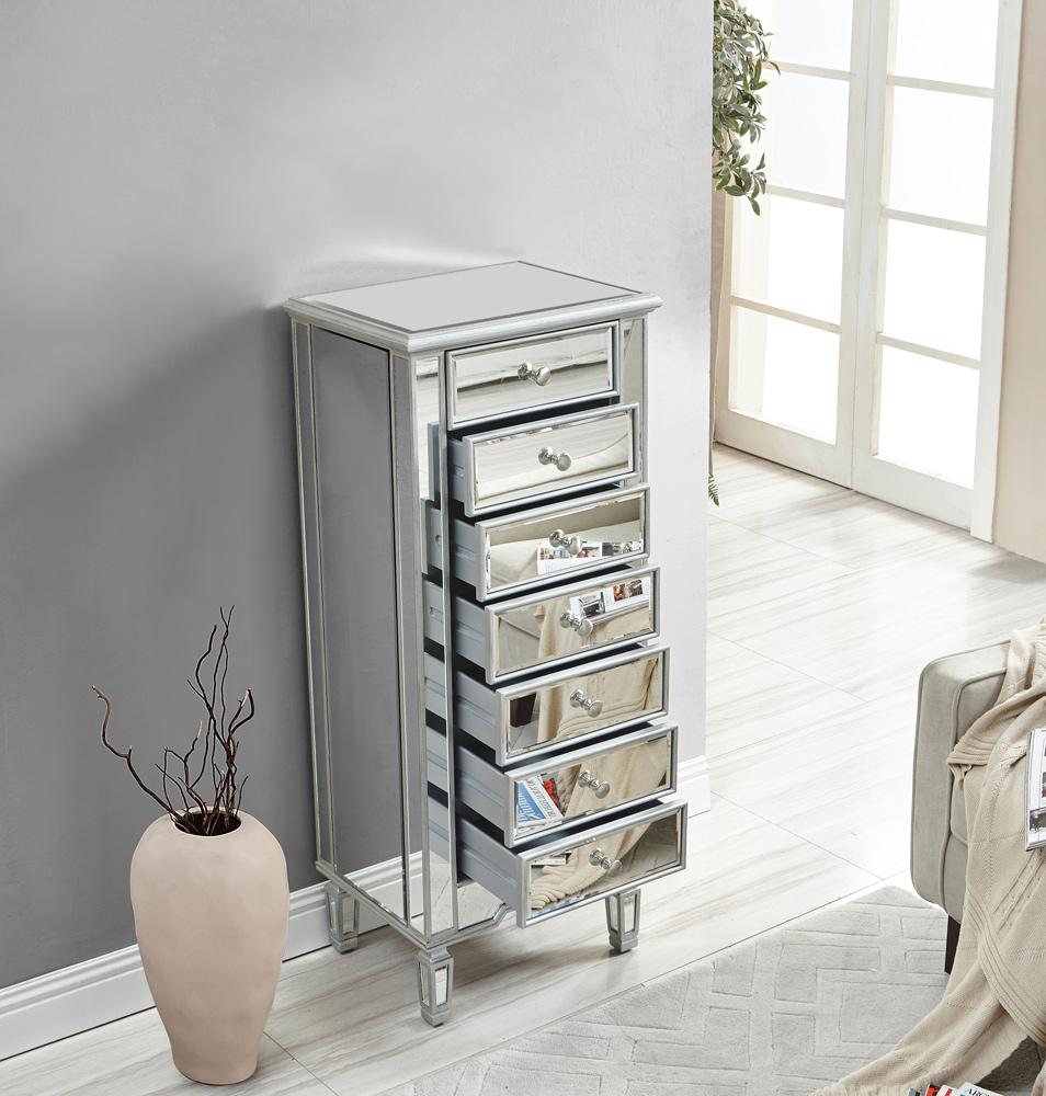 Elegant Furniture & Lighting - Reflexion Lingerie Chest 7 drawers 20in. W x 15in. D x 48in. H in antique silver paint - MF6-1047S veiw 11