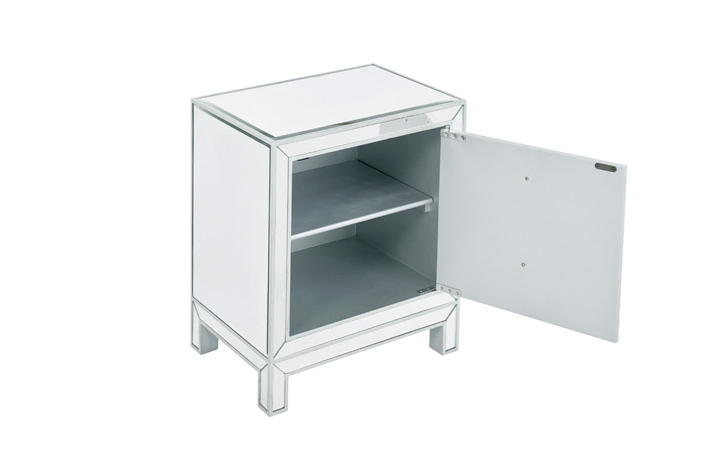 Elegant Furniture & Lighting - Reflexion Nightstand 1 door 21in. W x 14in. D x 24in. H in antique silver paint - MF72016 veiw 1