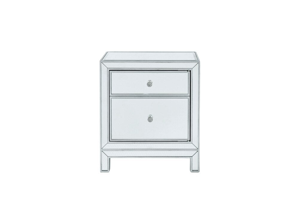 Elegant Furniture & Lighting - Reflexion Nightstand 1 door 21in. W x 14in. D x 24in. H in antique silver paint - MF72016 veiw 4